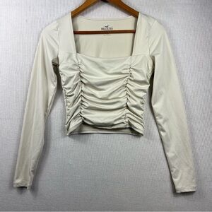 Hollister Size Small Long Sleeve Ruched Top Cream